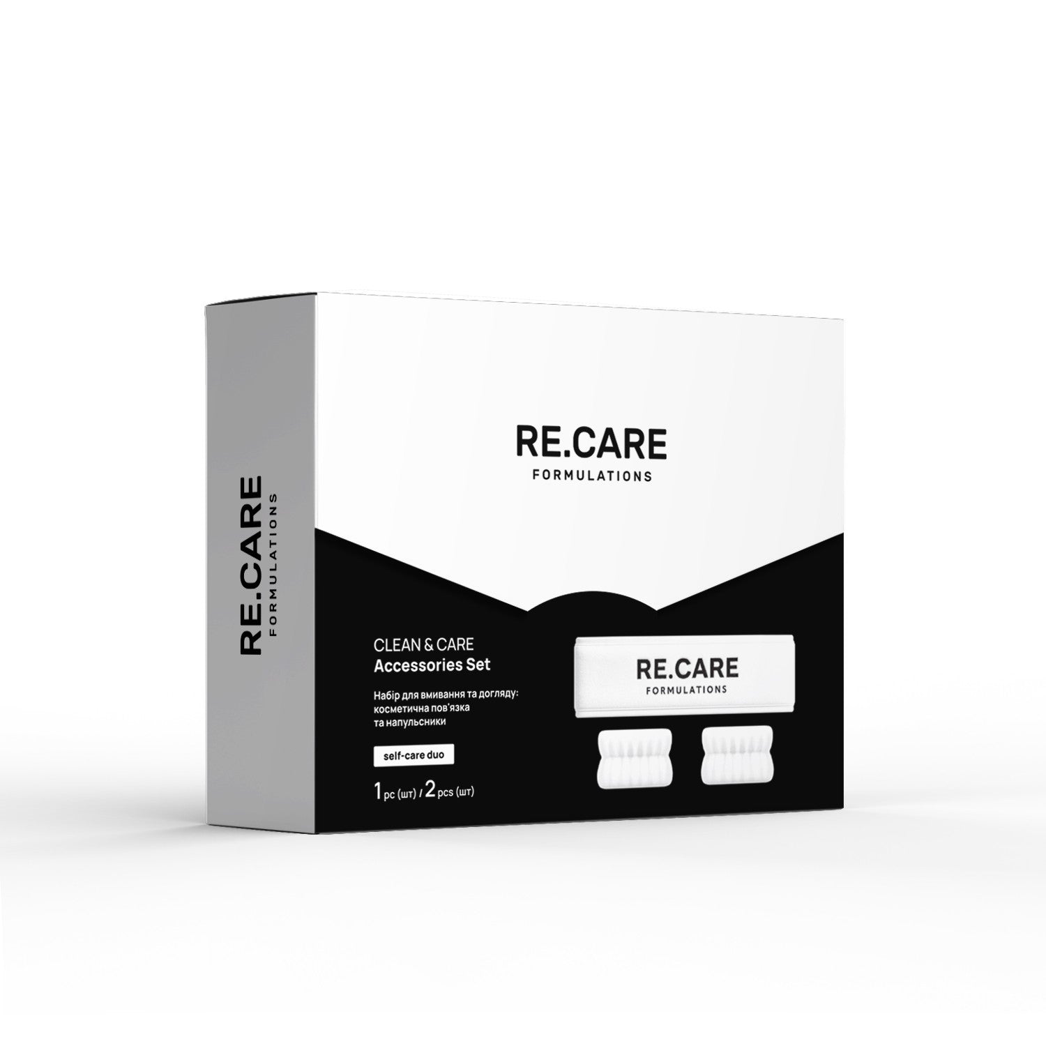 Набор для умывания и ухода: косметическая повязка и напульсники Clean & Care Accessories Set RECARE