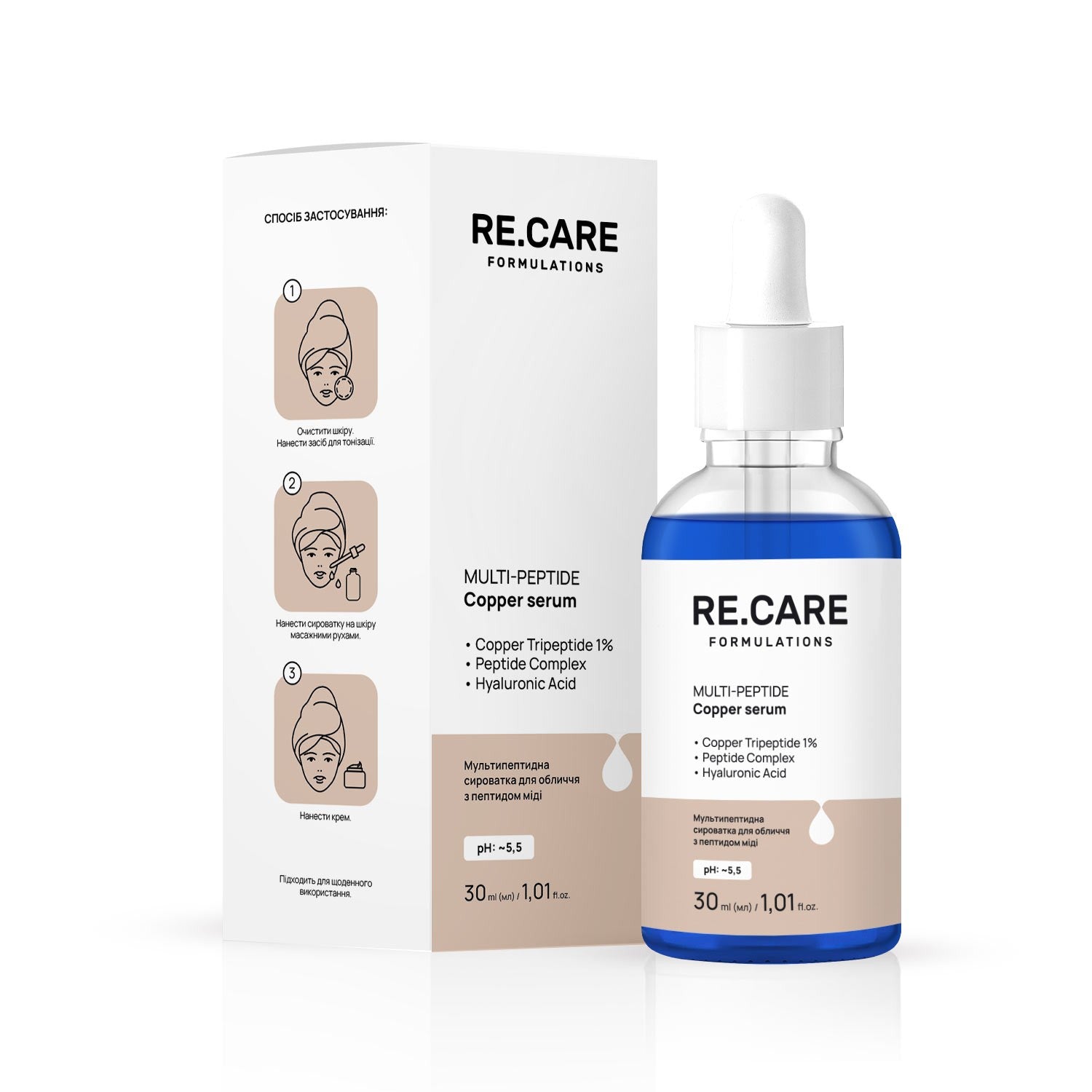 Мультипептидная сыворотка для лица с медным пептидом Multi-Peptide Copper Serum RECARE 30 мл