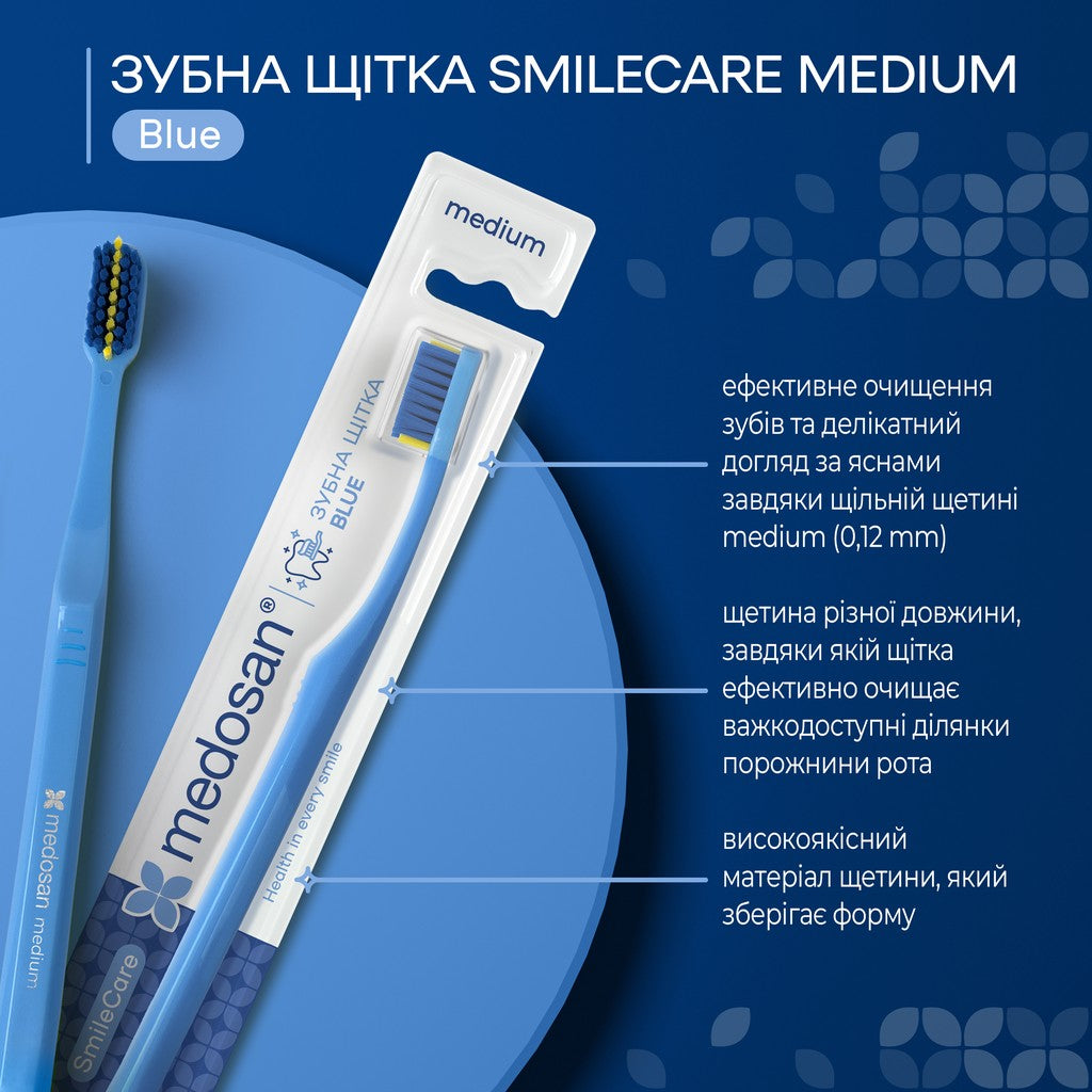 Зубная щетка SmileCare Medium Blue Medosan