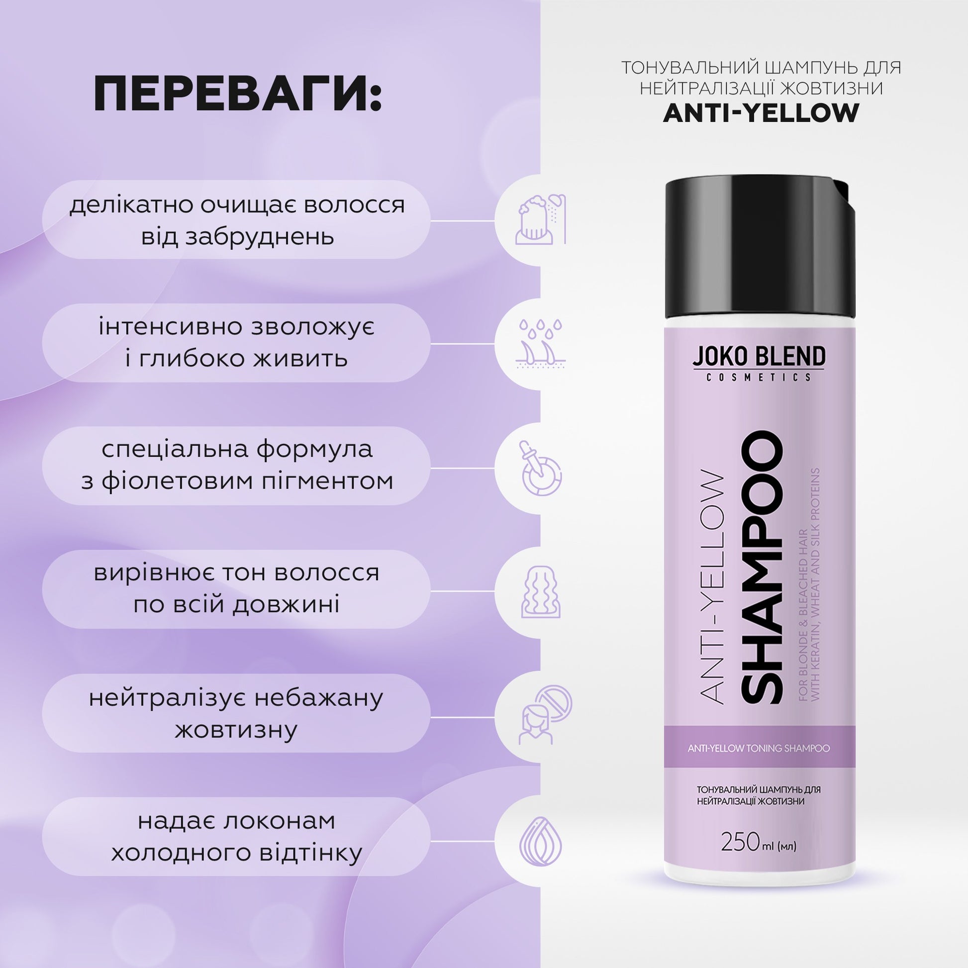 Тонирующий шампунь для нейтрализации желтизны Anti-Yellow Joko Blend 250 мл