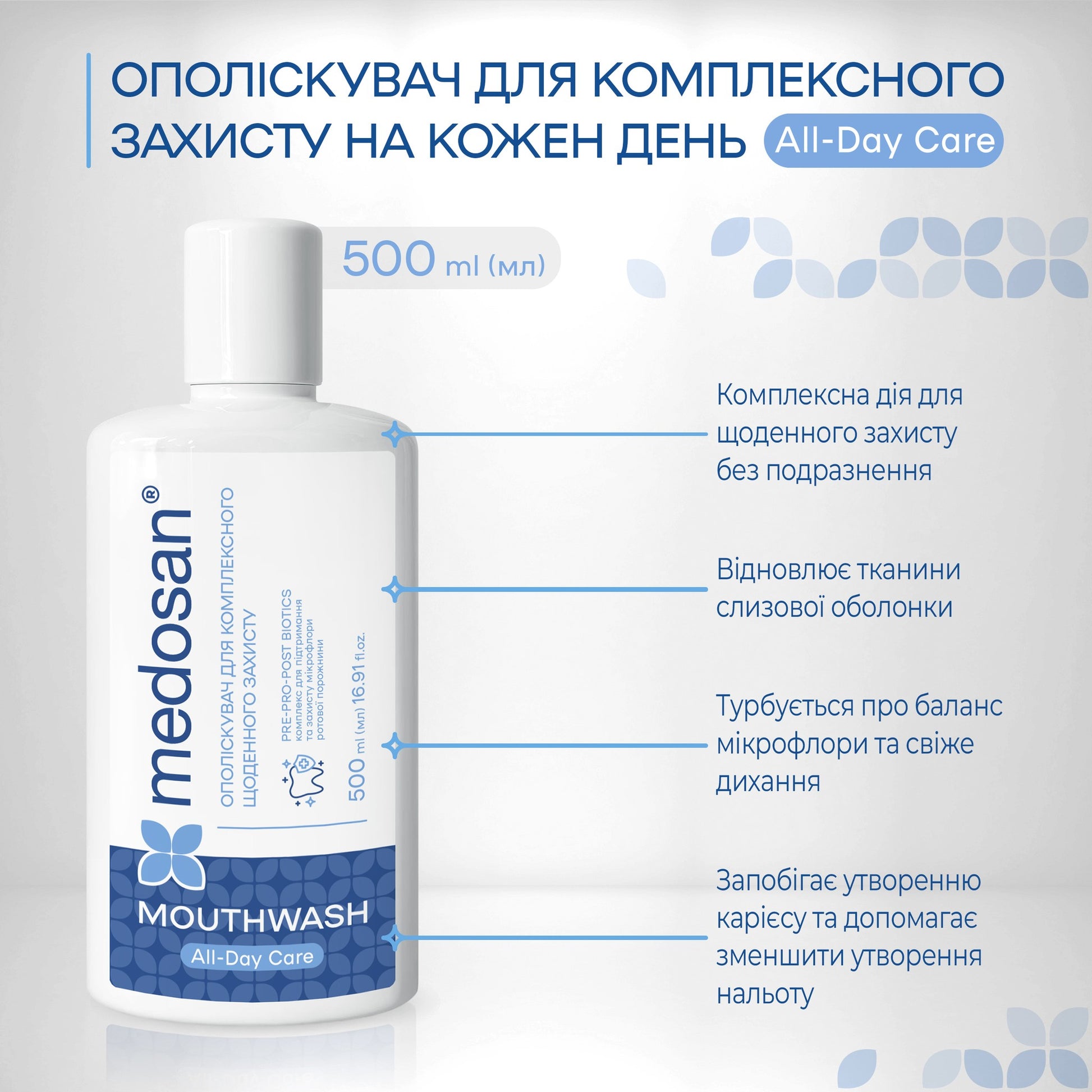 Ополаскиватель для комплексной ежедневной защиты All-Day Care Medosan 500 мл
