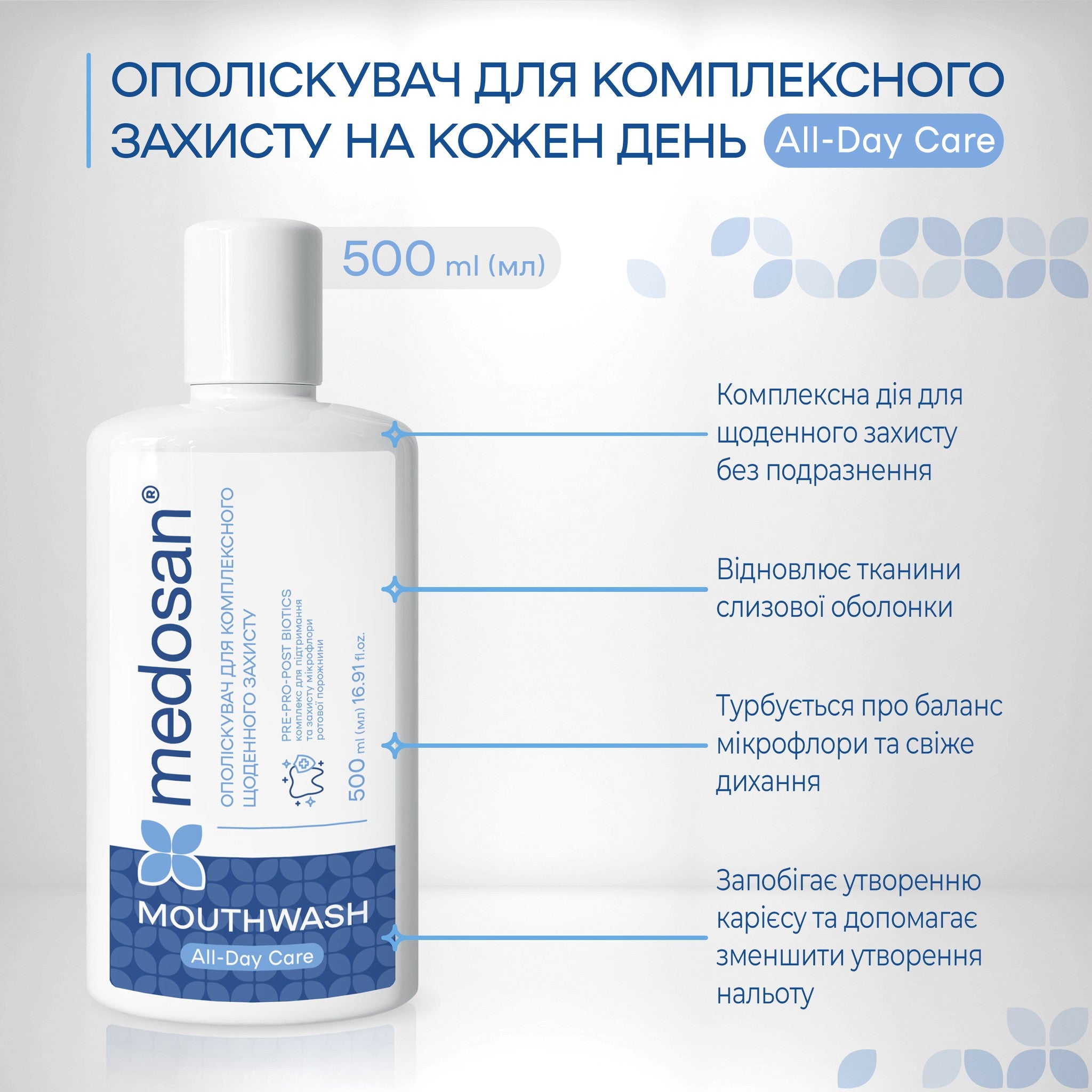 Ополаскиватель для комплексной ежедневной защиты All-Day Care Medosan 500 мл