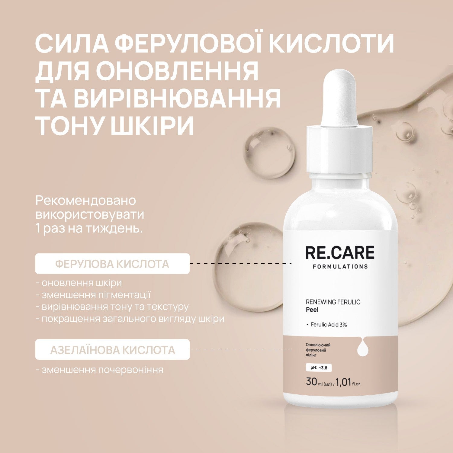 Обновляющий феруловый пилинг Renewing Ferulic Peel RECARE 30 мл