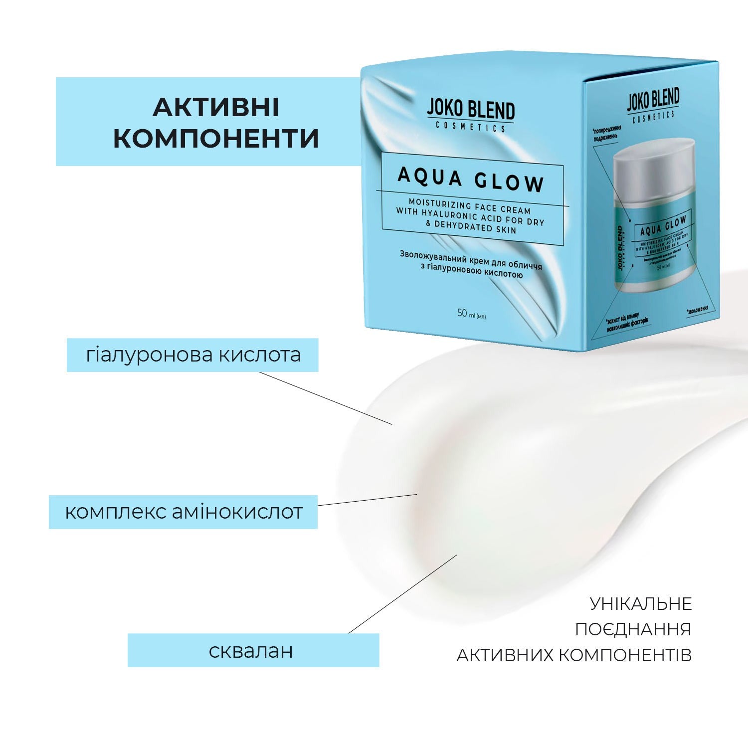 Увлажняющий крем с гиалуроновой кислотой Aqua Glow Joko Blend 50 мл