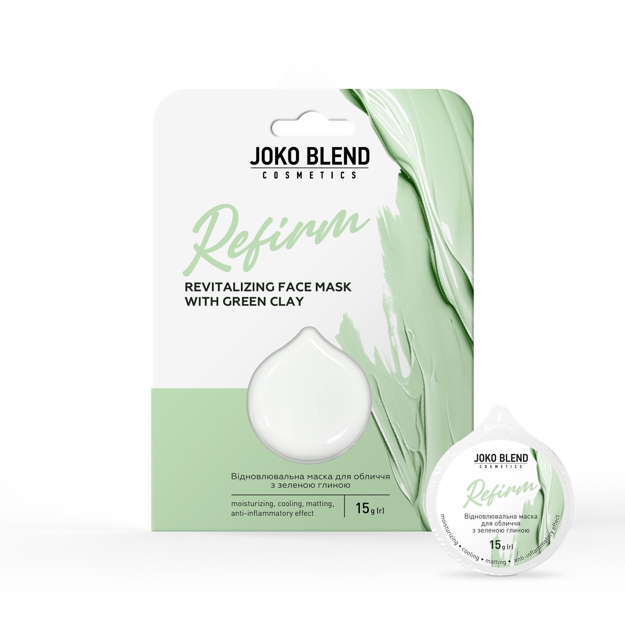 Восстанавливающая маска с зеленой глиной Refirm Joko Blend 15 г