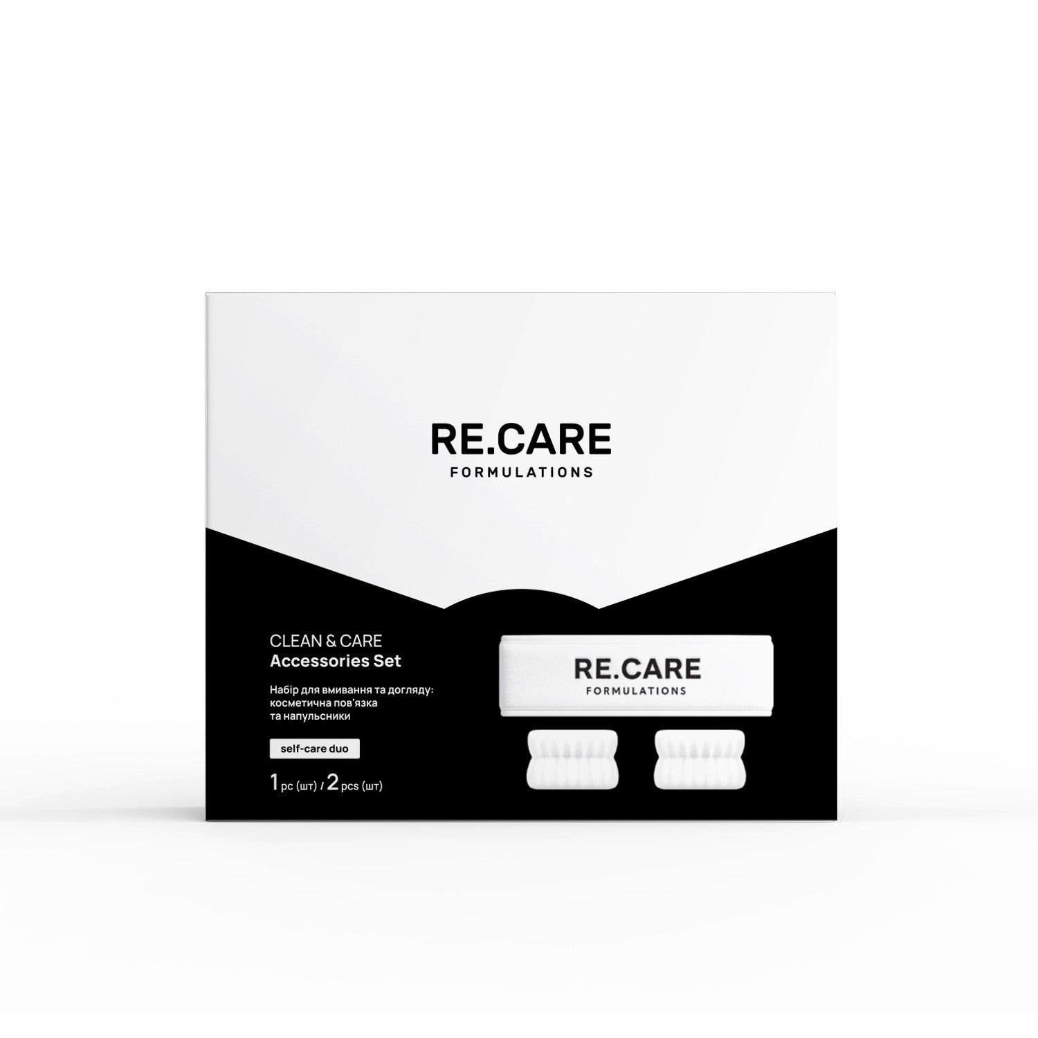 Набор для умывания и ухода: косметическая повязка и напульсники Clean & Care Accessories Set RECARE