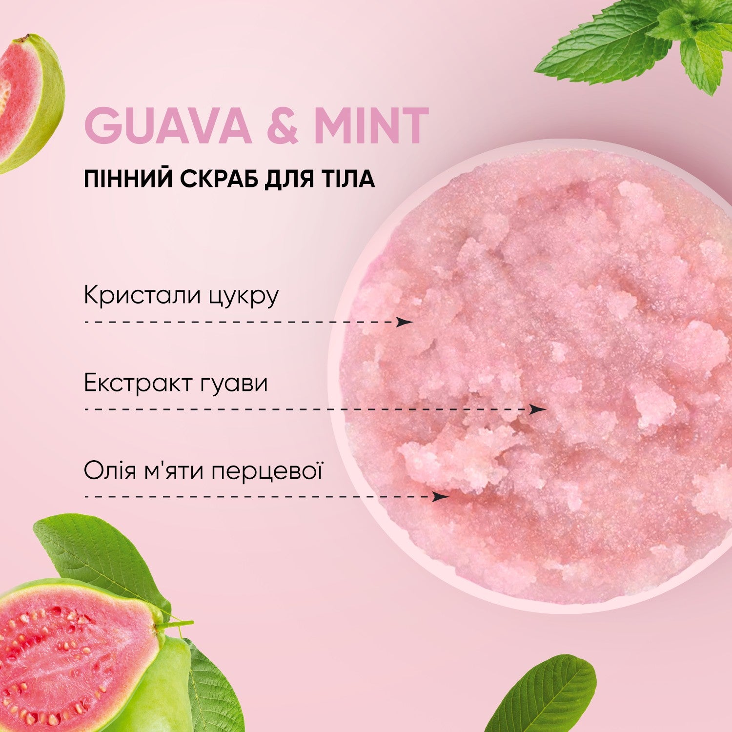 Скраб для тела пенный Гуава-Мята Tink 330 г