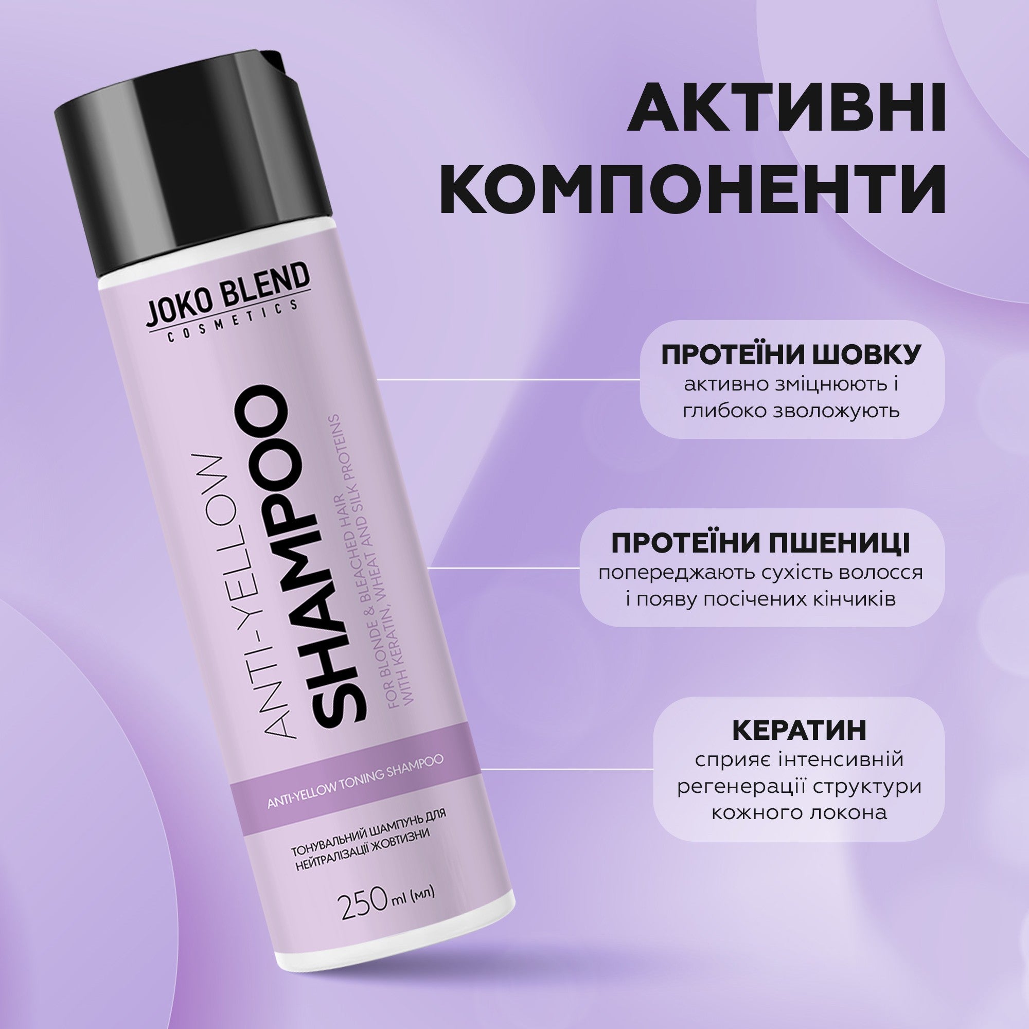 Тонирующий шампунь для нейтрализации желтизны Anti-Yellow Joko Blend 250 мл